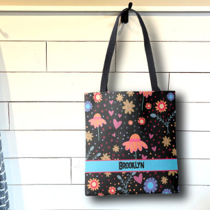 Sac fourre-tout d'inspirivité Boho Fun Floral Noir