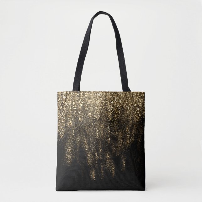 Sac fourre-tout doré noir brillant (Devant)