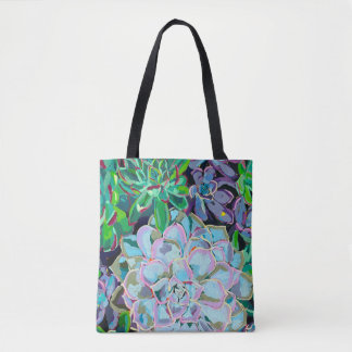 Sac fourre-tout double face avec un bouquet succul