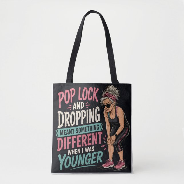 Sac fourre-tout drôle « Pop Lock and Drop » sur le (Devant)