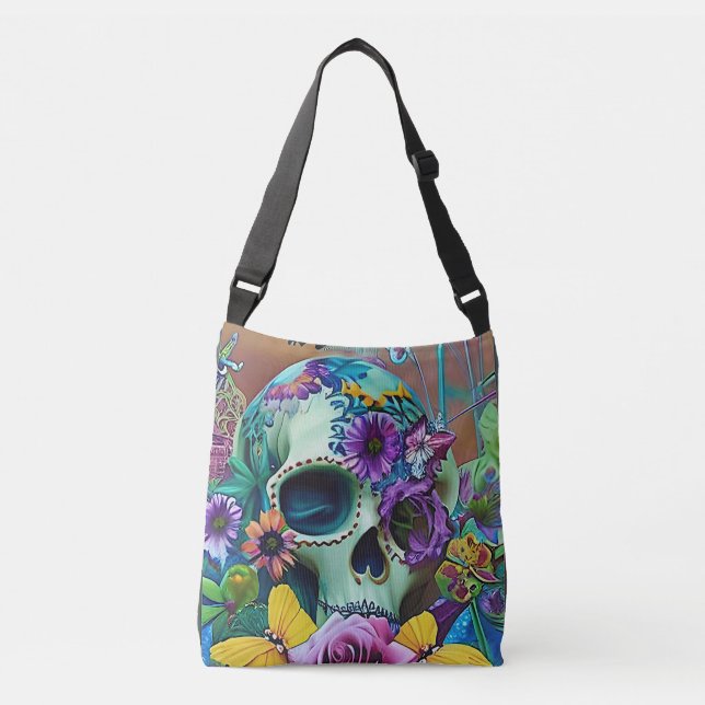 sac fourre-tout du crâne de fleurs (Devant)