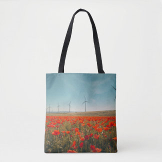 Sac fourre-tout Eco Texas - Coquelicots et éolienn