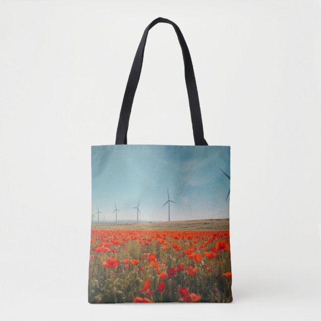 Sac fourre-tout Eco Texas - Coquelicots et éolienn (Devant)