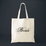Sac fourre-tout élégant à jeune mariée<br><div class="desc">Ce sac fourre-tout comporte le mot "jeune mariée" dans une police noire élégante - grande pour jeune-à-soyez ! Perfectionnez pour tenir un wedding planner,  des magazines,  etc. !</div>