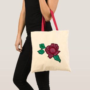 Sac fourre-tout élégant à motif floral rouge rose