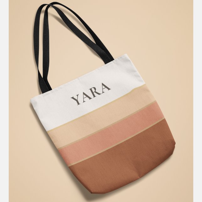 Sac fourre-tout élégant à rayures avec nom – Chic  (Créateur téléchargé)