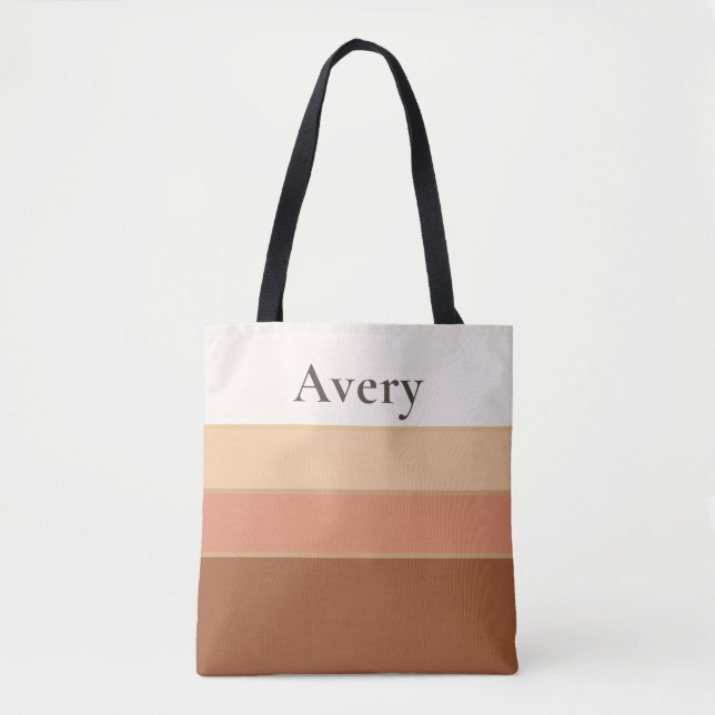 Sac fourre-tout élégant à rayures avec nom – Chic  (Devant)