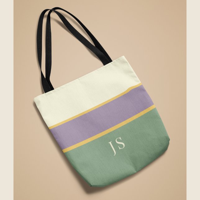 Sac fourre-tout élégant à rayures et monogramme pe (Créateur téléchargé)