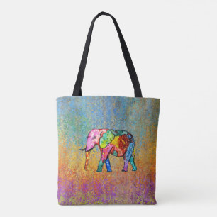 Sac fourre-tout Eléphant arc-en-ciel coloré et mig
