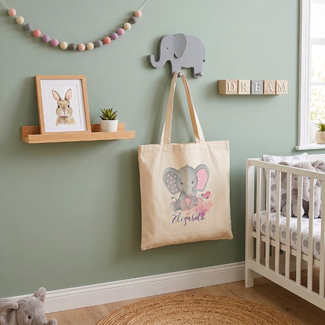 Sac fourre-tout éléphant bébé aquarelle mignon (Créateur téléchargé)