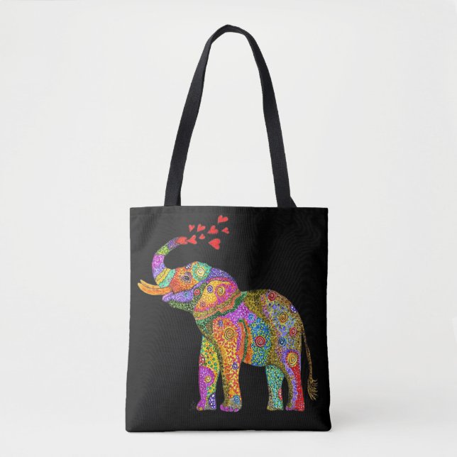 Sac fourre-tout Eléphant mignon et coloré (Devant)