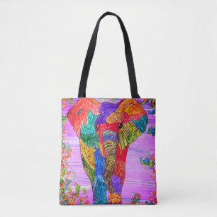 Sac fourre-tout Eléphant rose coloré et mignon