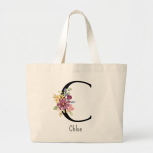 Sac fourre-tout en alphabet de fleurs sauvages pou