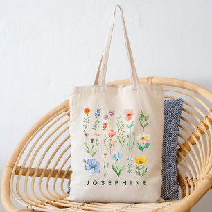 Sac fourre-tout en aquarelle personnalisé avec fle