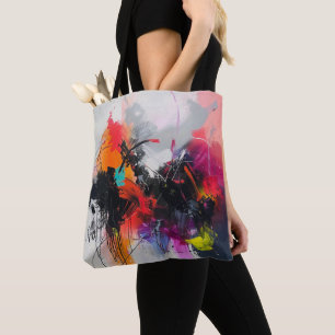 Sac fourre-tout en art abstrait texturé rose rouge