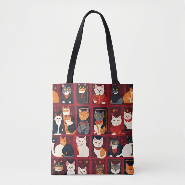 sac fourre-tout en art Ai de chats patchwork (Devant)