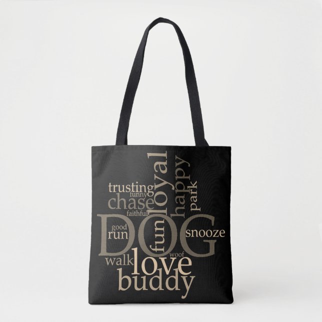 Sac fourre-tout en art de mots de chien (Devant)