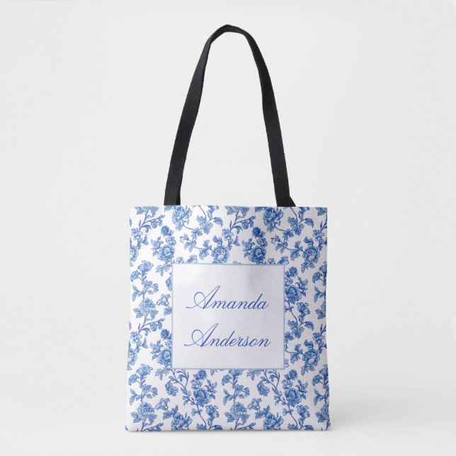 Sac fourre-tout en chinoiserie bleue et blanche (Devant)