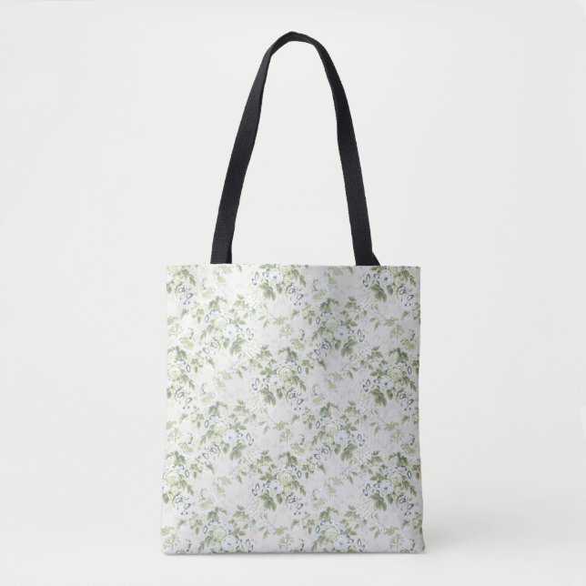 Sac fourre-tout en chintz vert sauge, impression f (Devant)