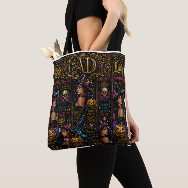 Sac fourre-tout en collage de dame Halloween brill (De près)