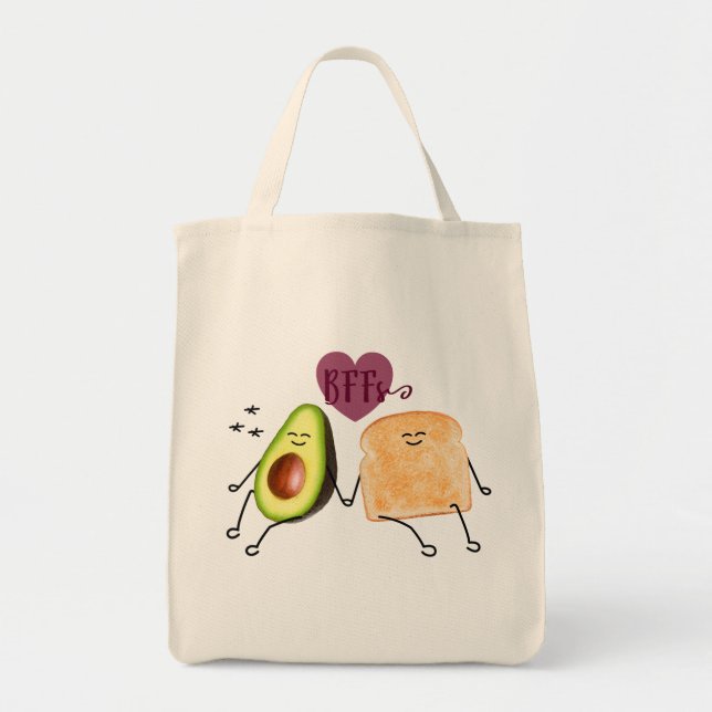 Sac fourre-tout en coton bio toast Avocado (Devant)