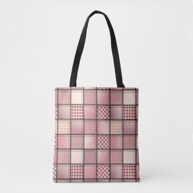 Sac fourre-tout en denim rose (Devant)