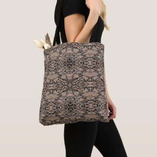 Sac fourre-tout en faux filet à dentelle noire