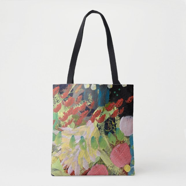 Sac fourre-tout en Fleurs dans la nuit design (Devant)