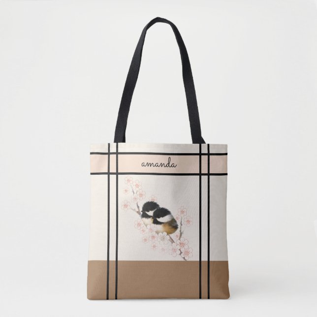 Sac fourre-tout en fleurs de cerisier d'oiseaux de (Devant)