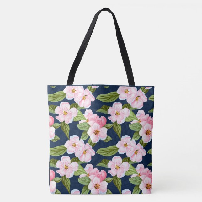 Sac fourre-tout en fleurs de cerisier rose (Devant)