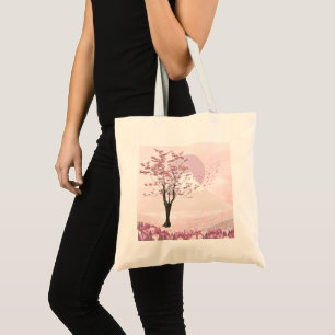 Sac fourre-tout en fleurs de cerisier rose