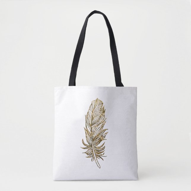 Sac fourre-tout en plumes d'or sur toute impressio (Devant)