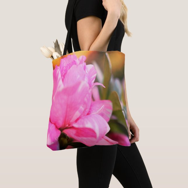 Sac fourre-tout en polyester brossé à azalée rose  (De près)