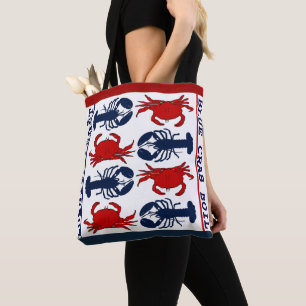Sac fourre-tout en tissu rouge, blanc et bleu crus