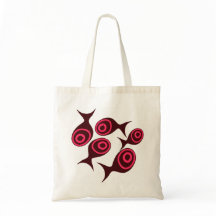 Sac fourre-tout en toile à motif de poisson rouge