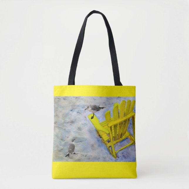 Sac fourre-tout en toile de chaise de plage jaune (Devant)