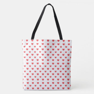 Sac fourre-tout en toile de coeur rouge