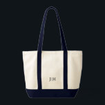 Sac fourre-tout en toile de monogramme noir Preppy<br><div class="desc">Sac fourre-tout en toile de monogramme noir Preppy personnalisé</div>