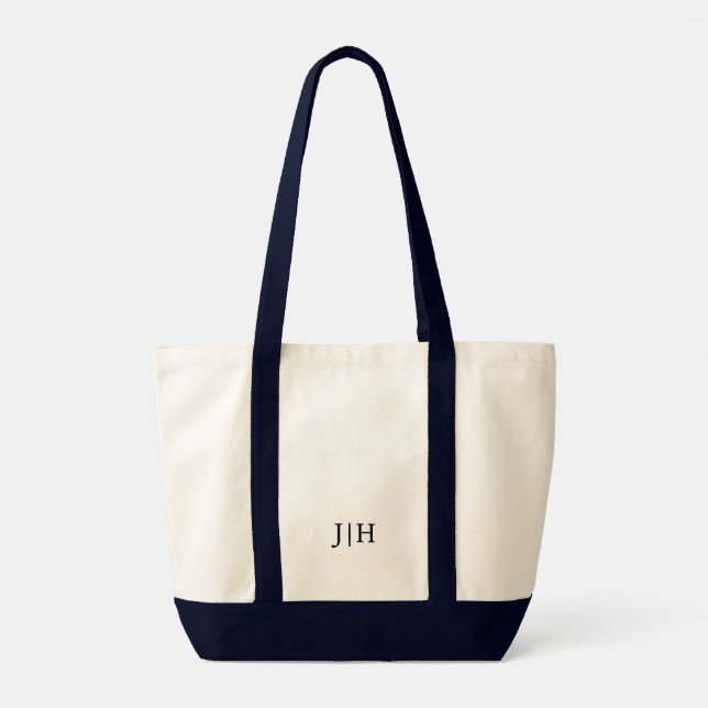 Sac fourre-tout en toile de monogramme noir Preppy (Dos)