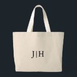 Sac fourre-tout en toile de monogramme noir Preppy<br><div class="desc">Sac fourre-tout de toile neutre monogramme noir Preppy personnalisé</div>