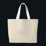 Sac fourre-tout en toile de monogramme rose Preppy<br><div class="desc">Sac fourre-tout de toile neutre monographique rose Preppy personnalisé</div>