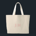 Sac fourre-tout en toile de monogramme rose Preppy<br><div class="desc">Sac fourre-tout de toile neutre monographique rose Preppy personnalisé</div>