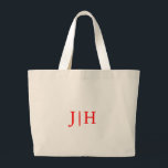 Sac fourre-tout en toile de singe rouge Preppy per<br><div class="desc">Sac fourre-tout de toile neutre monogramme rouge Preppy personnalisé</div>