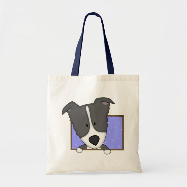 Sac fourre-tout encadré à border collie de bande (Devant)