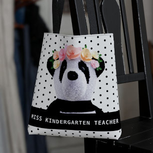 Sac fourre-tout enseignant panda mignon à pois