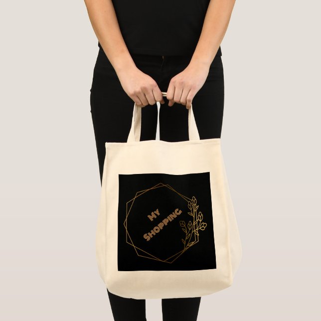 Sac fourre-tout épicerie personnalisé avec texte e (Devant (produit))