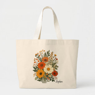 Sac fourre-tout esthétique à fleurs sauvages rétro