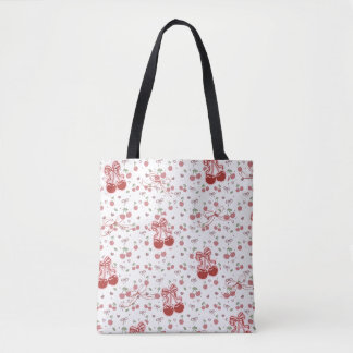 Sac fourre-tout esthétique Cerise avec cœurs et nœ