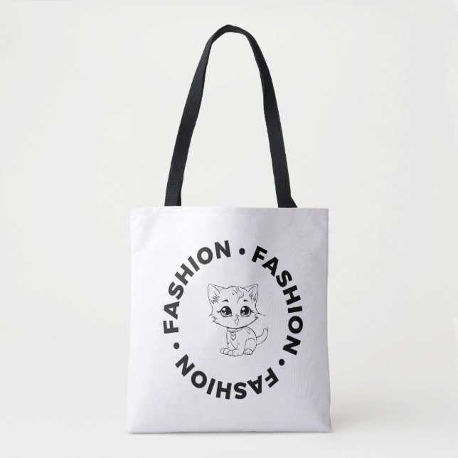 Sac fourre-tout esthétique chat mode circulaire mi (Devant)