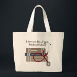 Sac fourre-tout étudiant Médicale<br><div class="desc">Un sac fourre-tout pratique avec trois manuels médicaux et un stéthoscope accompagne le slogan "Je n'ai pas de vie... Je suis à l'école Médicale". Un cadeau parfait pour chaque étudiant d'une école de médecine ou d'une école de soins infirmiers. Il est facile de customiser avec votre libellé, votre police et...</div>